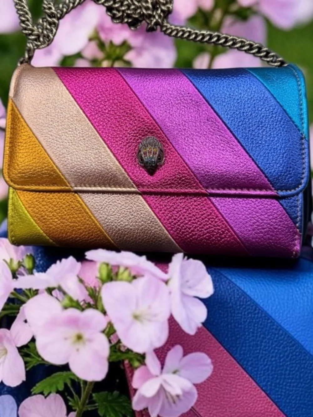 Kurt Geiger metallic Chevron multicolor shoulder Crossbody bag